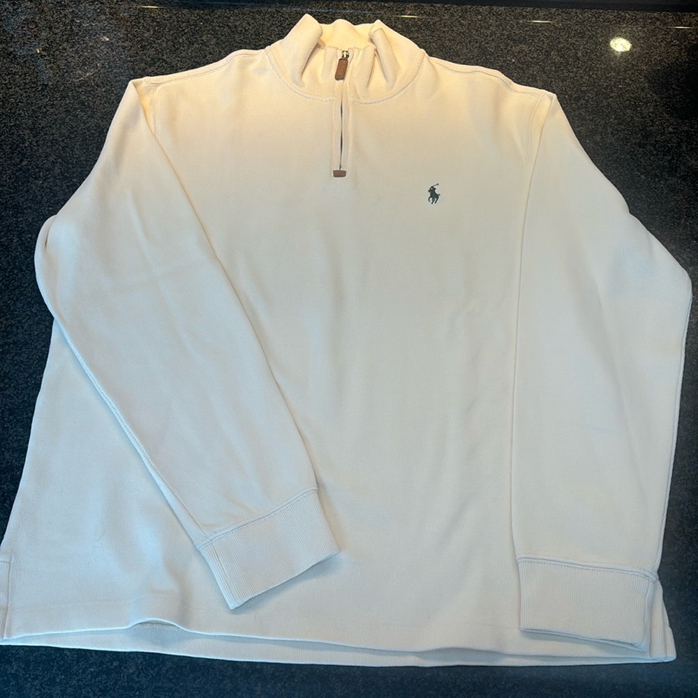 Men’s large white sweater polo